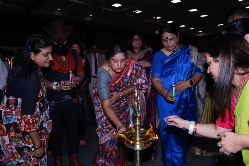 Lamp lighting at exhibition opening
