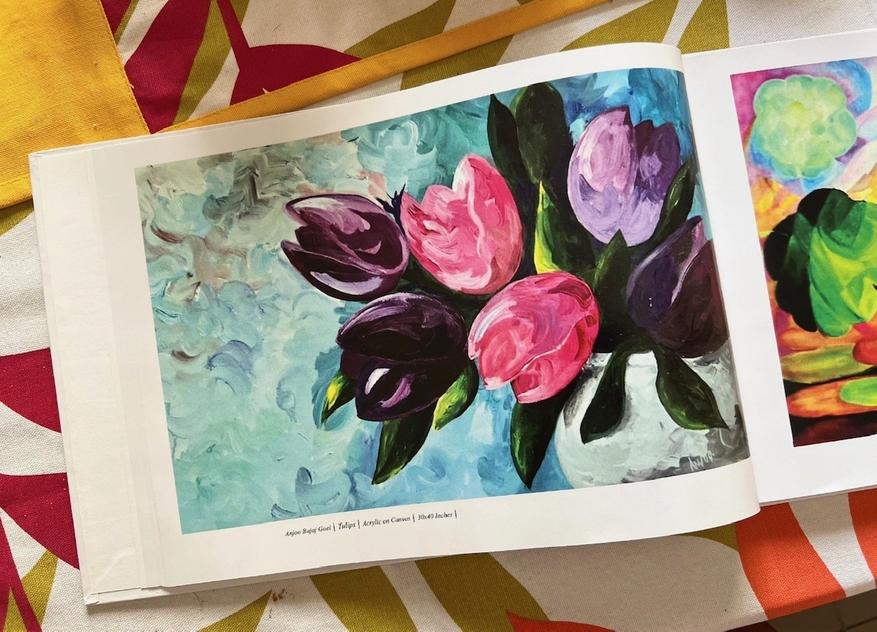 Tulips in pink, purple and black